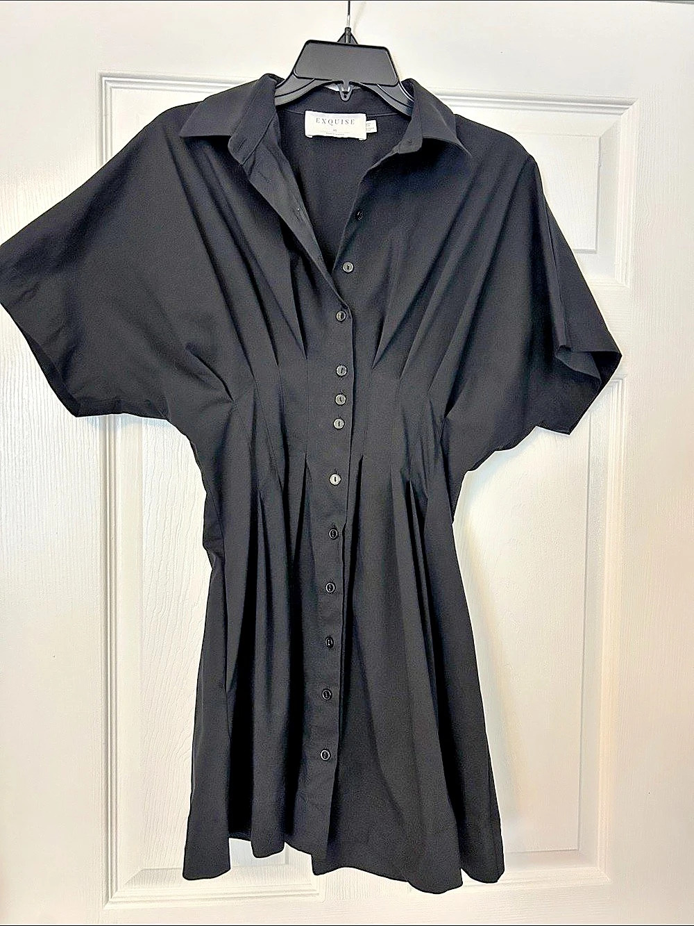 Exquise  Black Short Sleeve Button Front Dress Like New